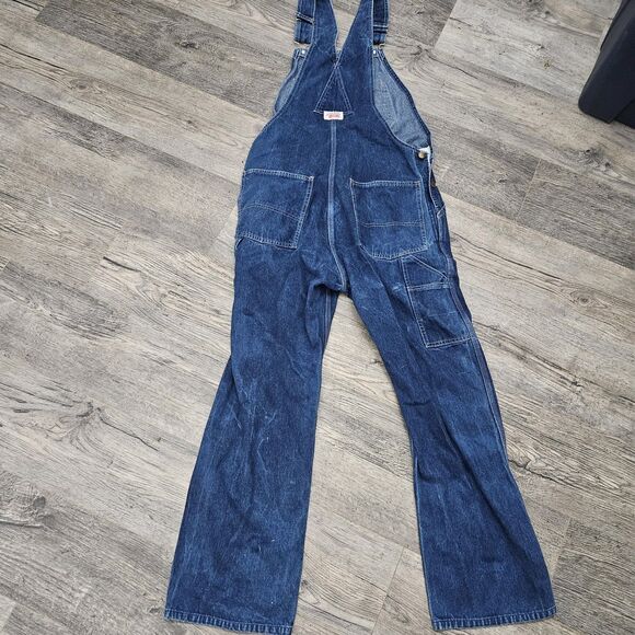 Round House Bib Overalls Mens 34 X 30 Denim Pockets Carpenter Workwear Utility - Picture 4 of 6
